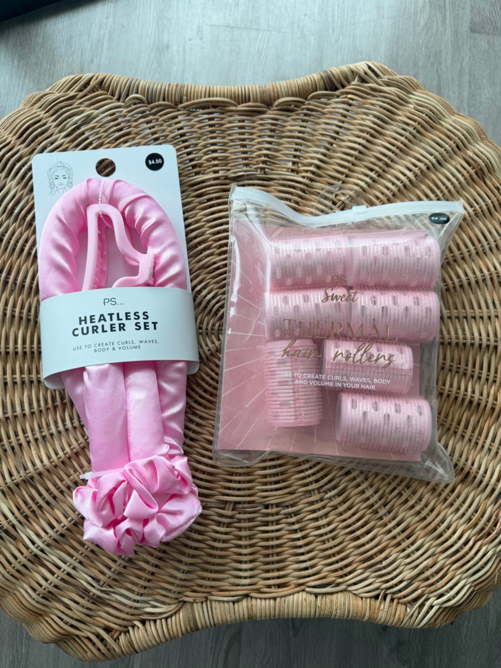NWT Pink Heatless Curls Set - Satin Hair Rollers and Headband